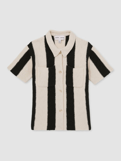 4-9 yrs  | Les 100 Ciels Stripe Knit Shirt in Black | Reiss Children & Baby Trending