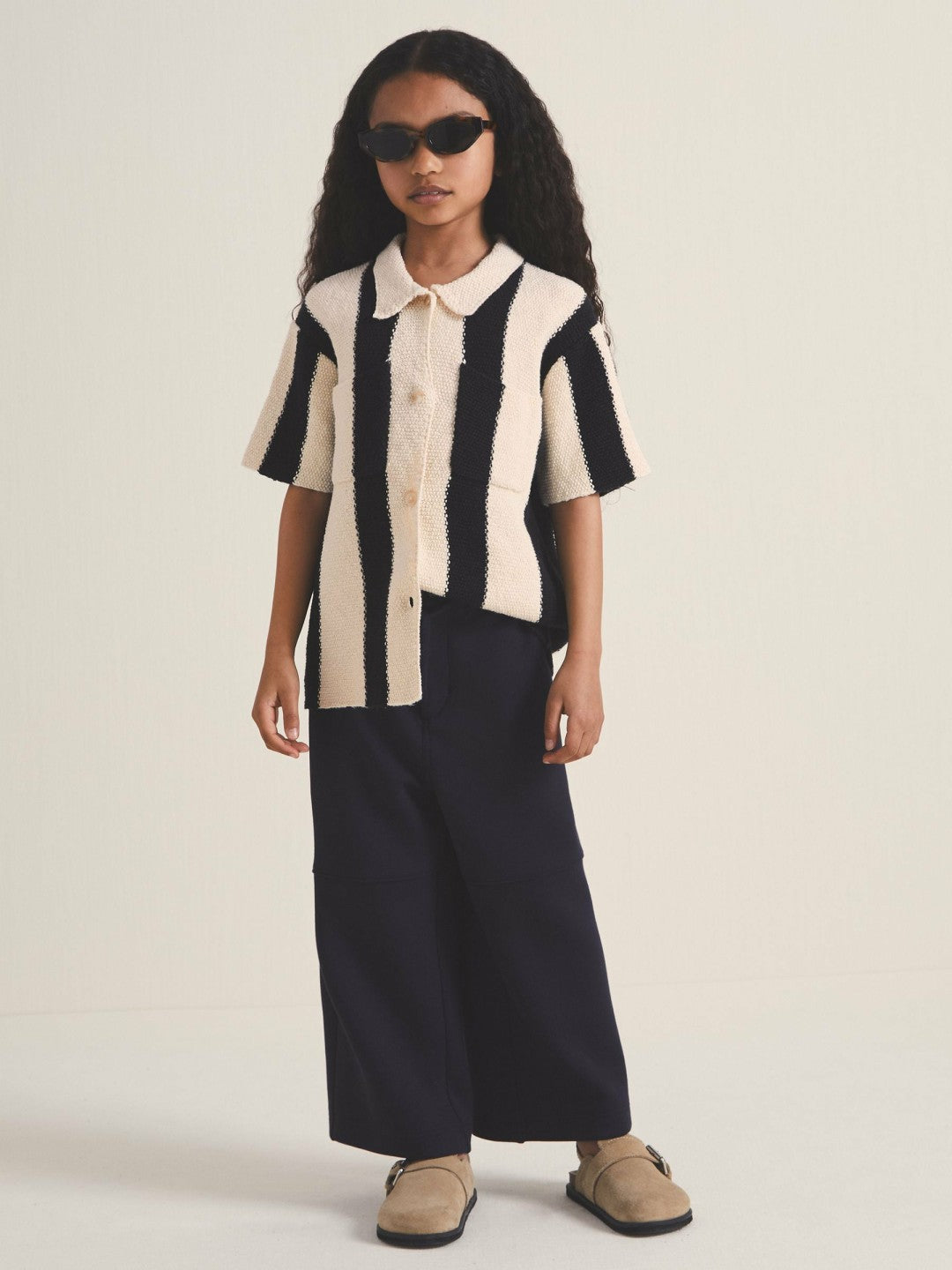 4-9 yrs  | Les 100 Ciels Stripe Knit Shirt in Black | Reiss Children & Baby Trending