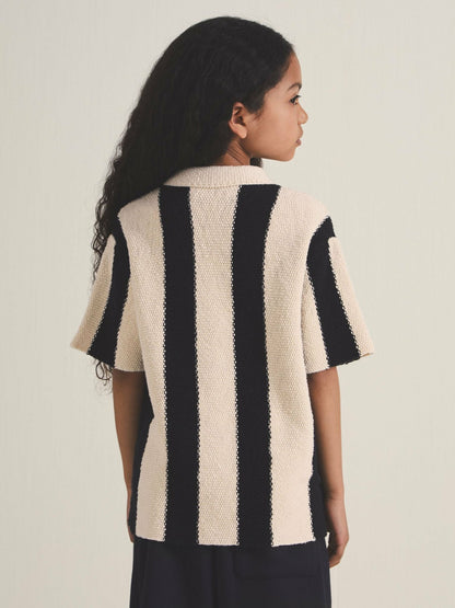 4-9 yrs  | Les 100 Ciels Stripe Knit Shirt in Black | Reiss Children & Baby Trending