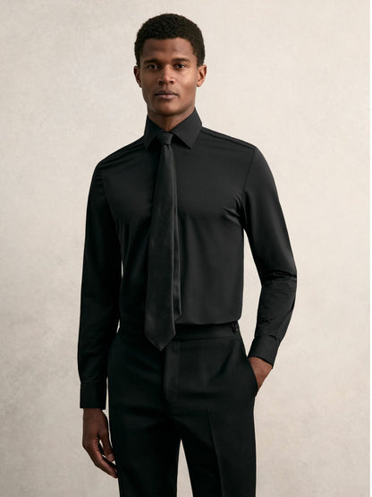 Long-Sleeve Travel Shirt in Black | Reiss Men Featured