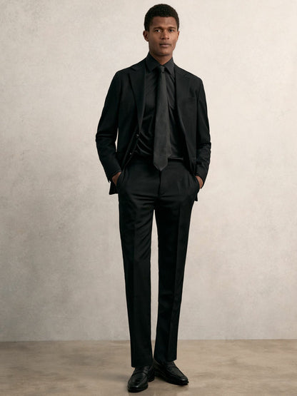 Long-Sleeve Travel Shirt in Black | Reiss Men Featured