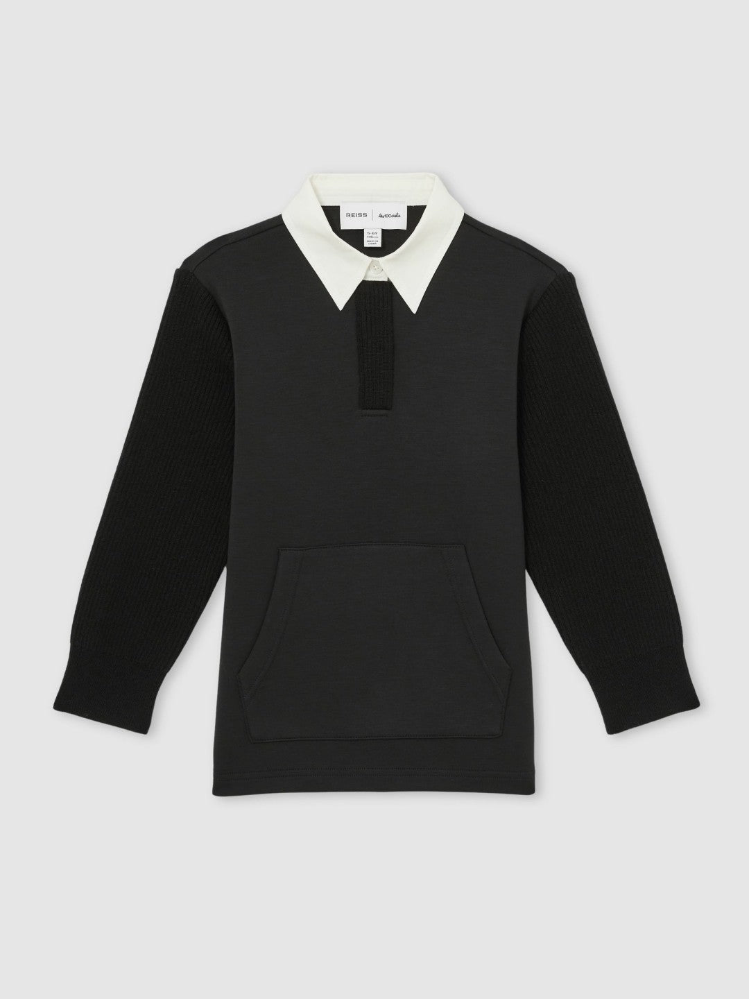 13-14 yrs  | Les 100 Ciels Polo Sweatshirt in Black | Reiss Children & Baby Recommended