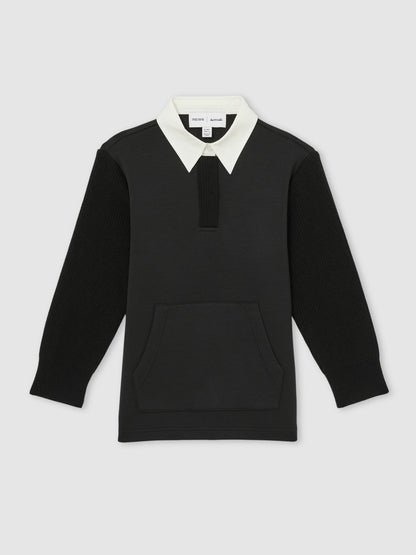 13-14 yrs  | Les 100 Ciels Polo Sweatshirt in Black | Reiss Children & Baby Recommended