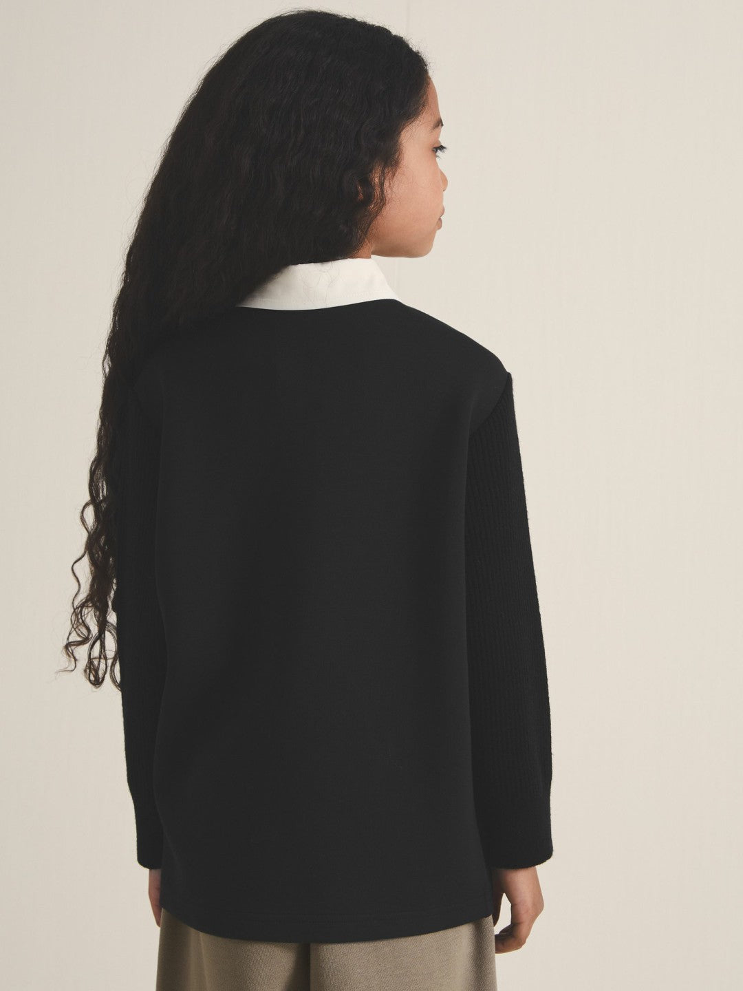 13-14 yrs  | Les 100 Ciels Polo Sweatshirt in Black | Reiss Children & Baby Recommended