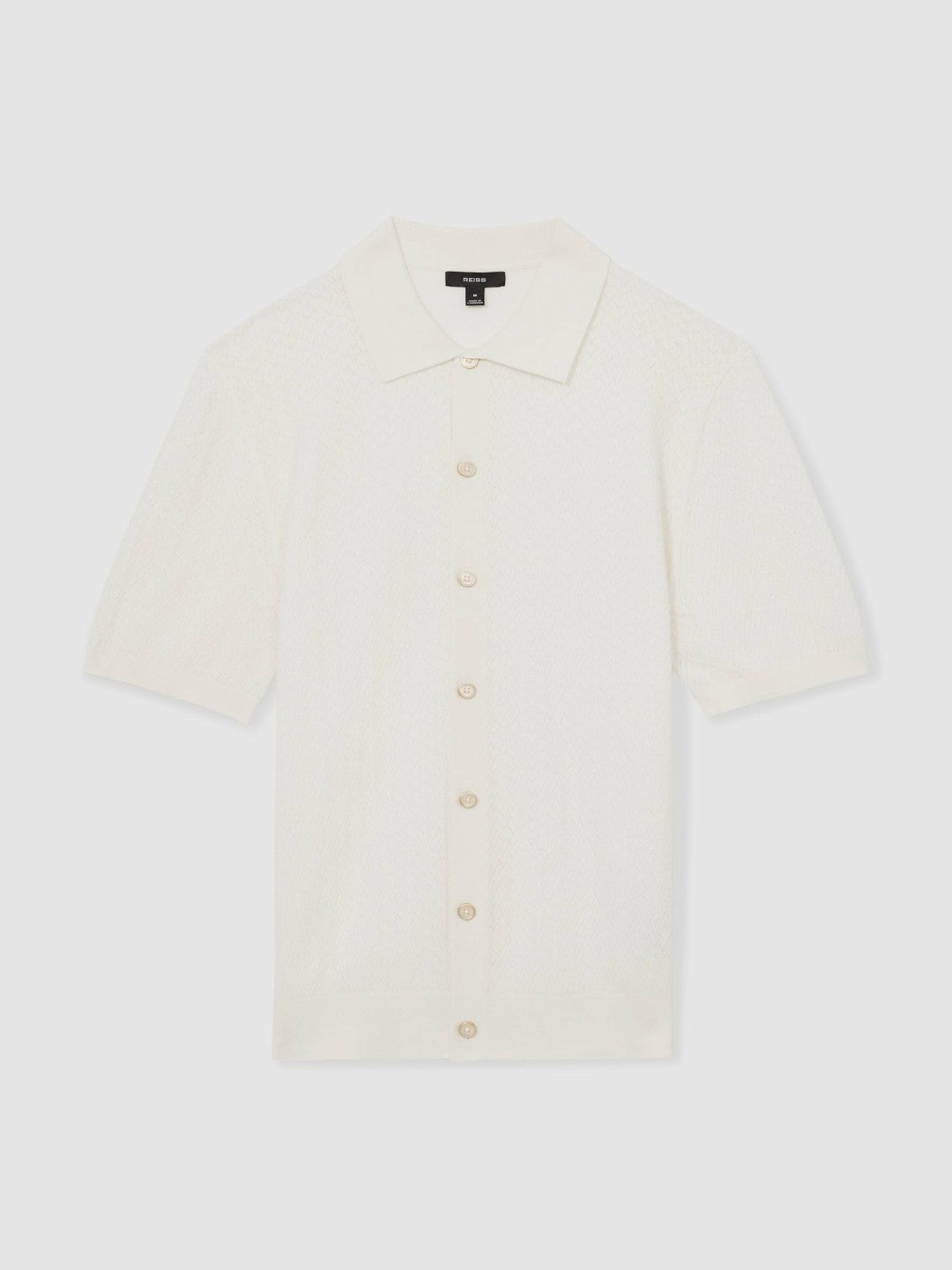 Textured Knit Button-Through Shirt in White | Reiss Men Popular