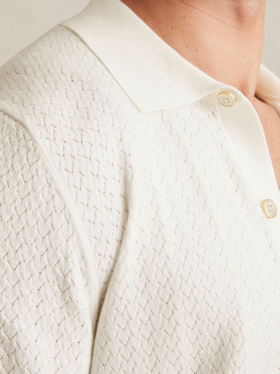 Textured Knit Button-Through Shirt in White | Reiss Men Popular