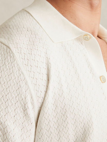 Textured Knit Button-Through Shirt in White | Reiss Men Popular