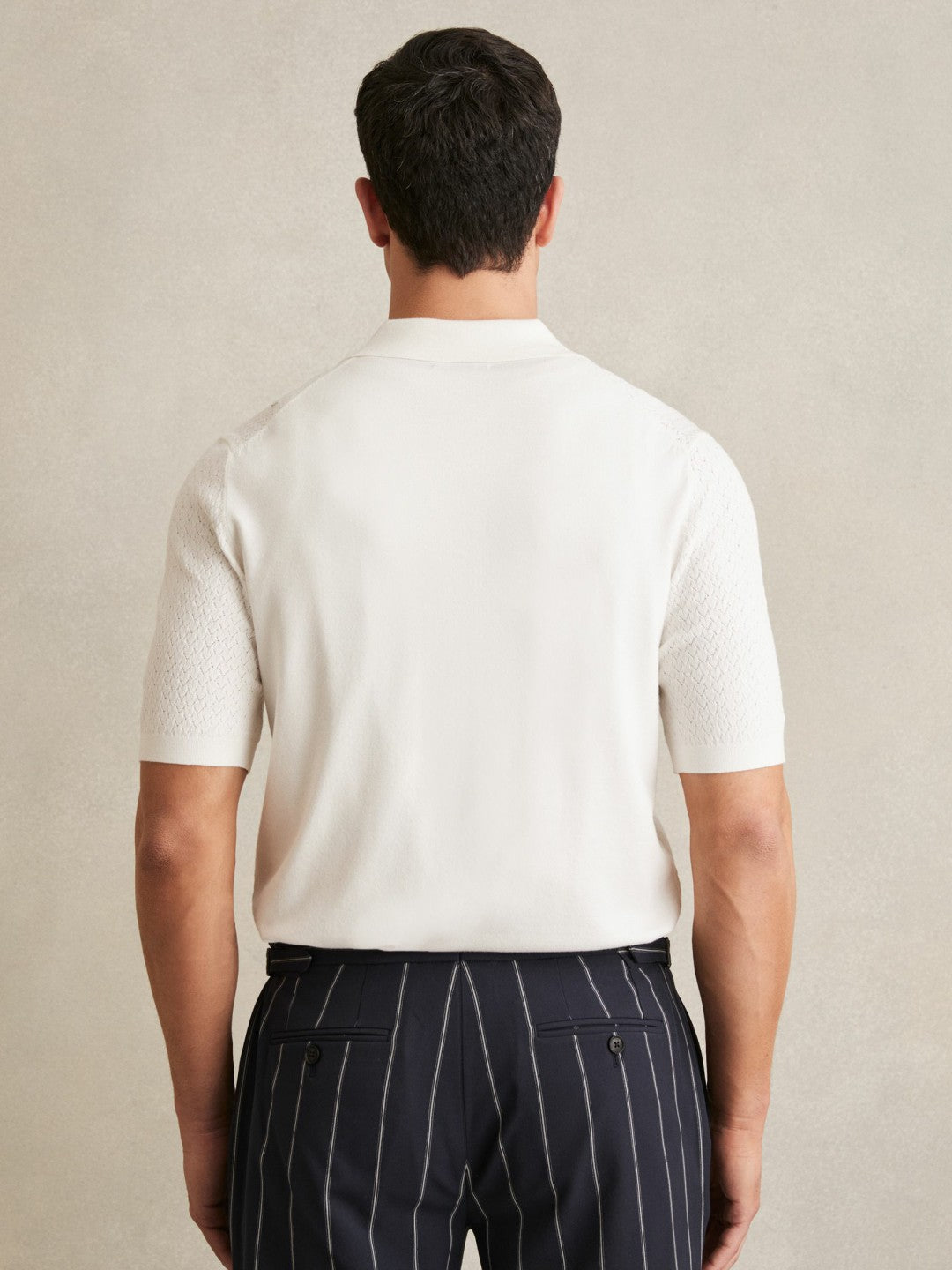 Textured Knit Button-Through Shirt in White | Reiss Men Popular