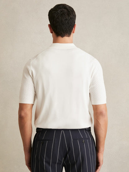 Textured Knit Button-Through Shirt in White | Reiss Men Popular