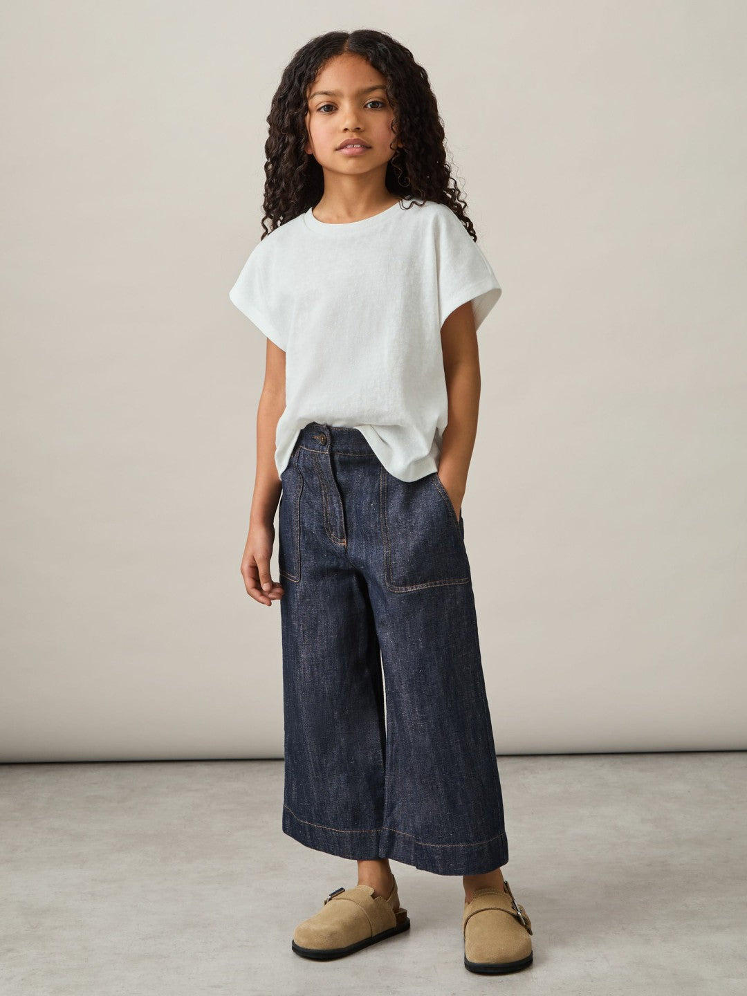 4-9 yrs Cotton-Linen Wide Leg Trousers in Indigo | Reiss Children & Baby Featured