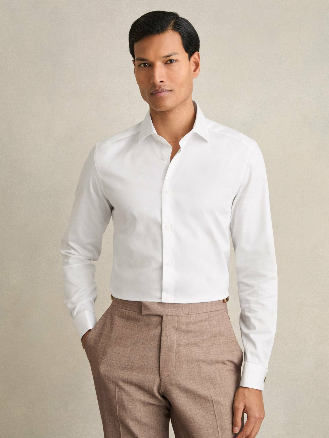 Slim Fit Slim-Fit Cotton-Sateen Shirt in White | Reiss Men Trending