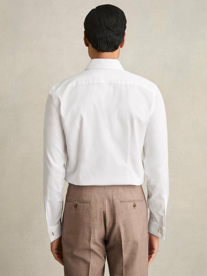 Slim Fit Slim-Fit Cotton-Sateen Shirt in White | Reiss Men Trending