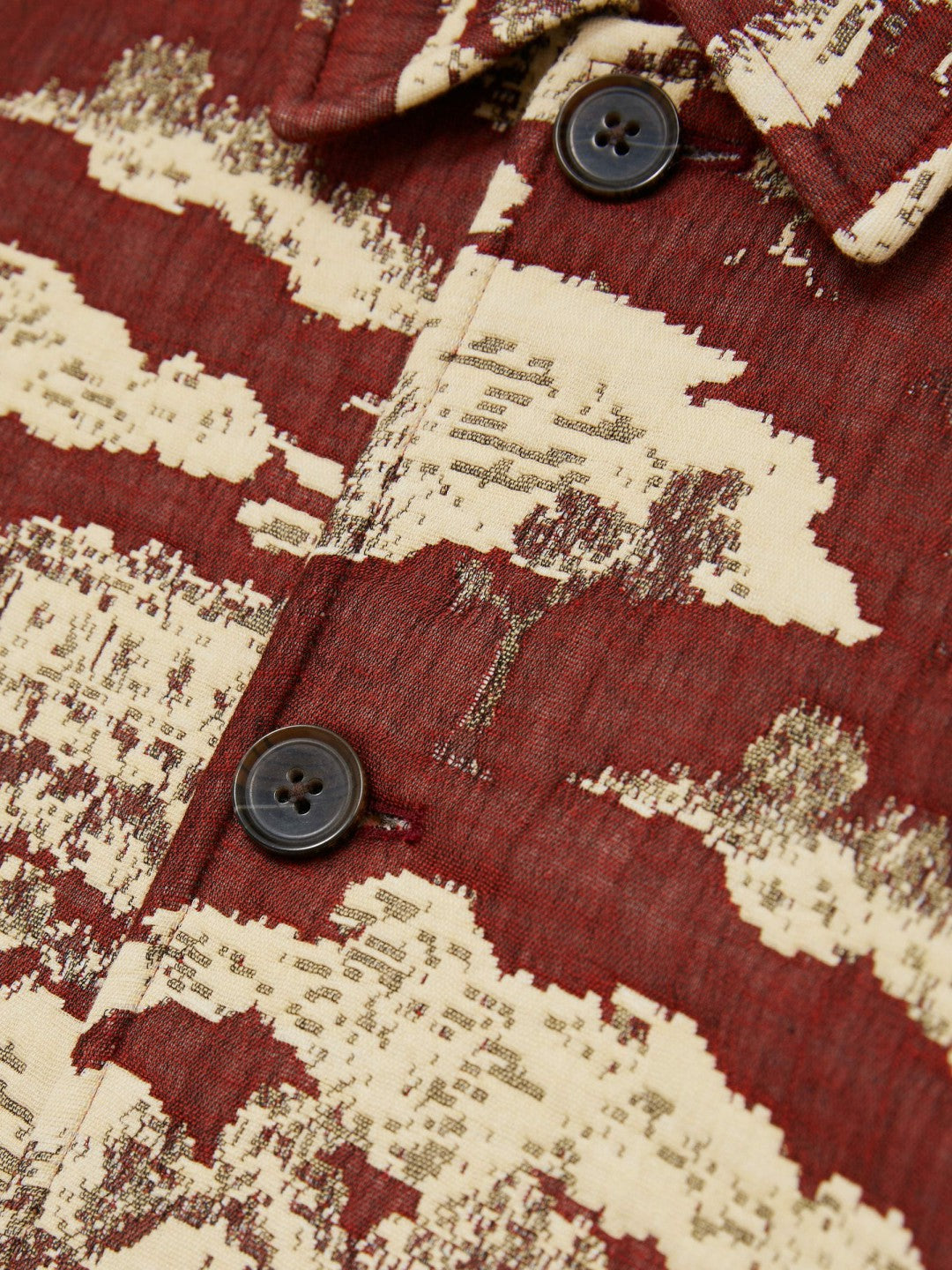 Les Deux Woven Ruins Overshirt in Red/Cream | Reiss Men Premium