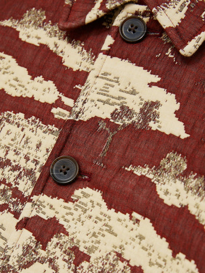 Les Deux Woven Ruins Overshirt in Red/Cream | Reiss Men Premium