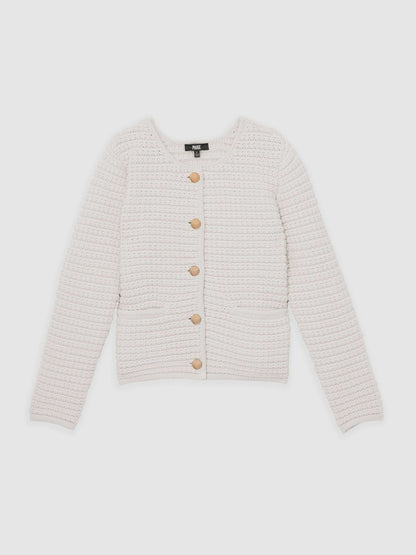 Paige Textured-Knit Cardigan in Ivory | Reiss Women Featured