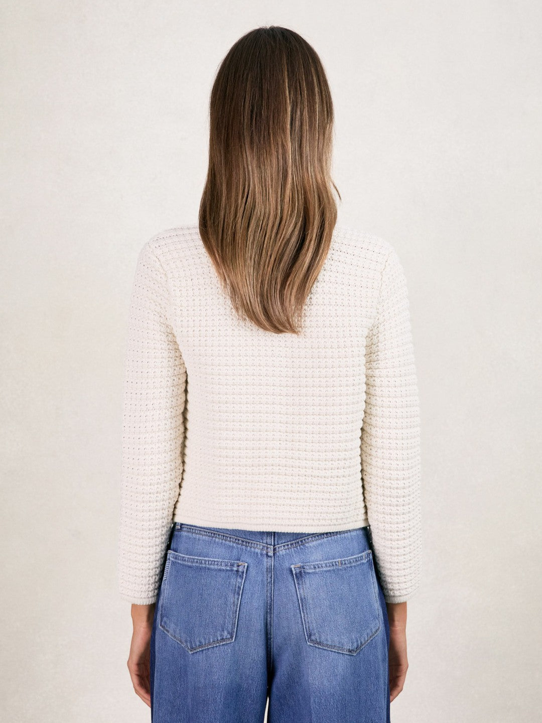 Paige Textured-Knit Cardigan in Ivory | Reiss Women Featured