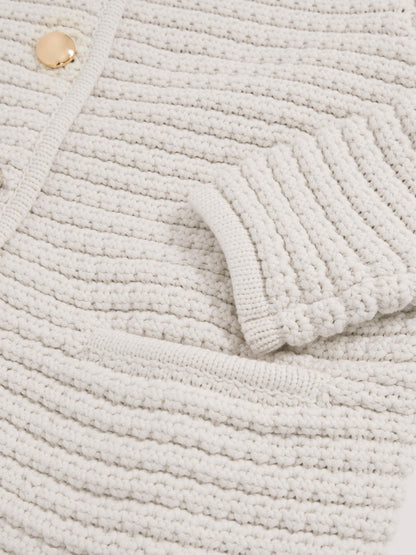 Paige Textured-Knit Cardigan in Ivory | Reiss Women Featured