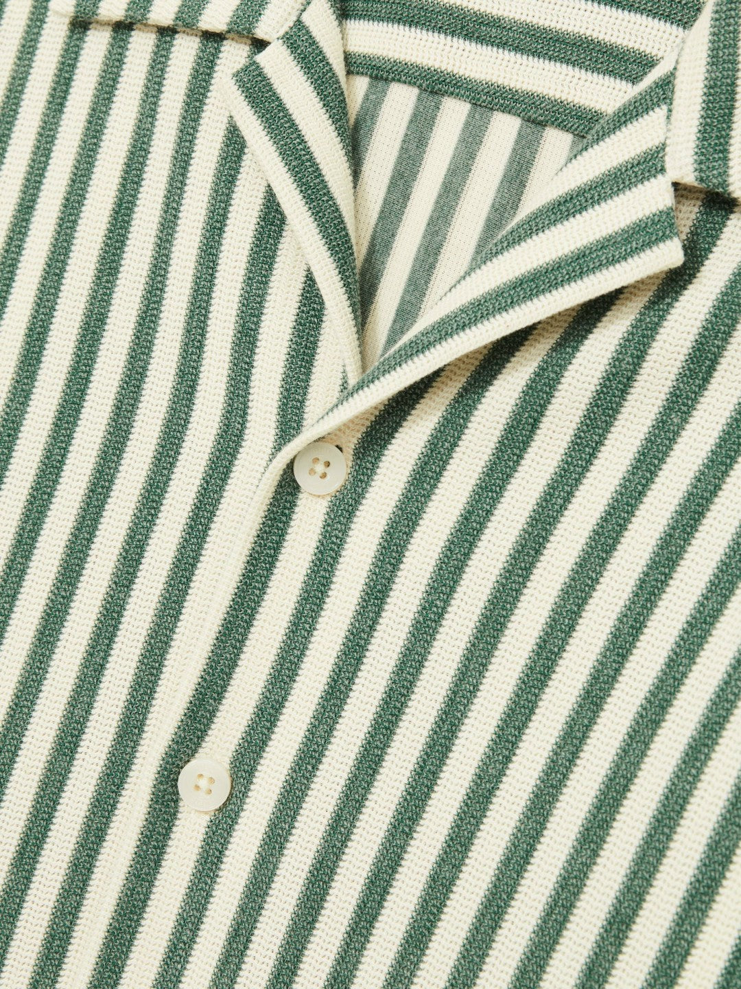 Textured Stripe Cuban-Collar Shirt in Green/White | Reiss Men Best Seller