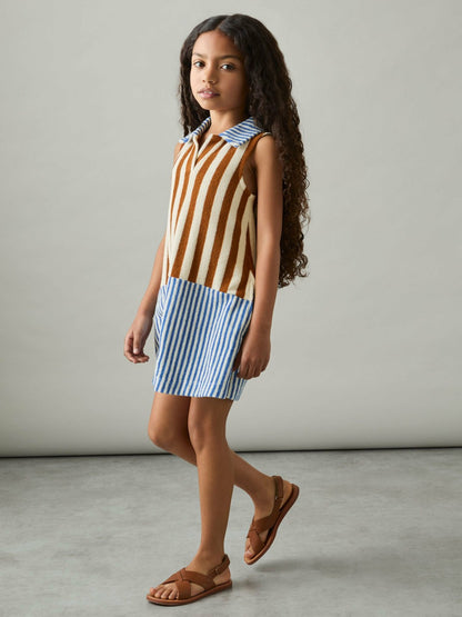 4-9 yrs Towelling Stripe Dress in Multi | Reiss Children & Baby Exclusive