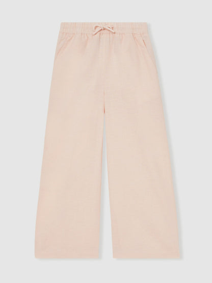 Cotton-Linen Drawstring Trousers in Pink | Reiss Children & Baby Best Seller