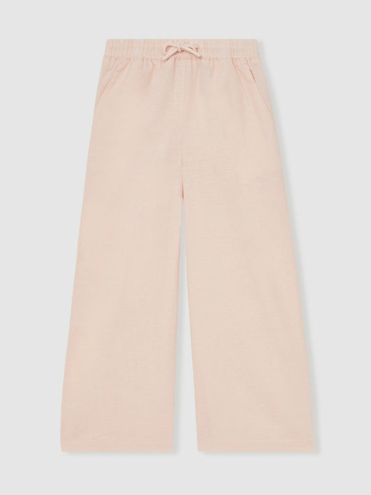 Cotton-Linen Drawstring Trousers in Pink | Reiss Children & Baby Best Seller