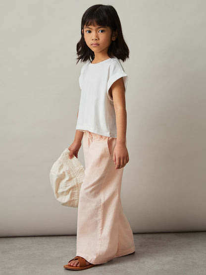 Cotton-Linen Drawstring Trousers in Pink | Reiss Children & Baby Best Seller