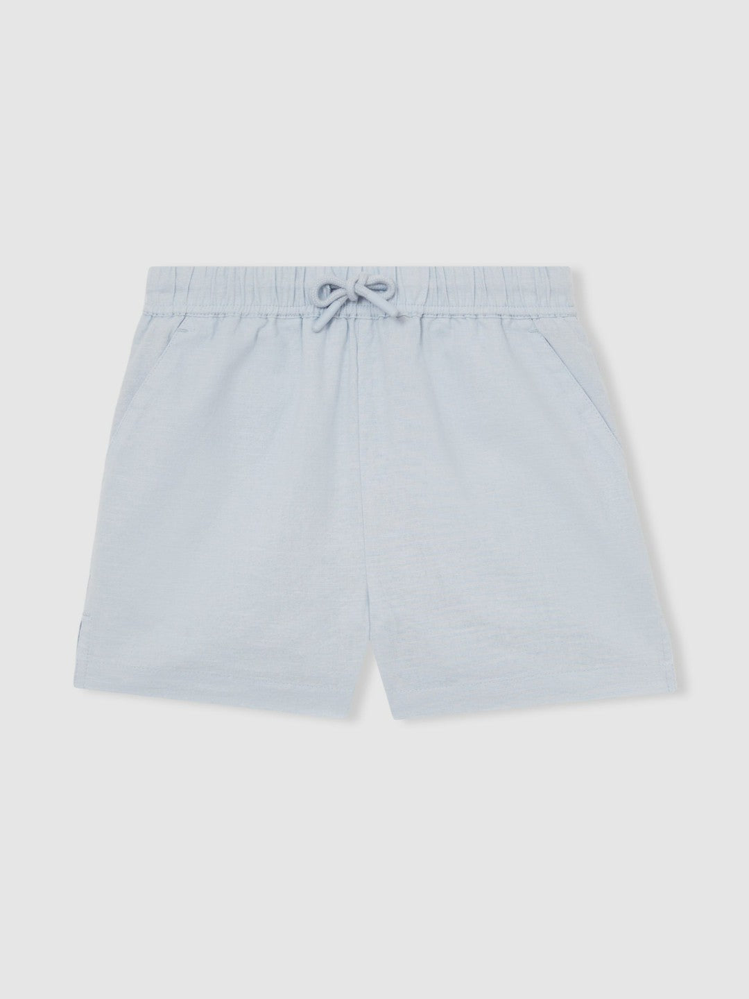 13-14 yrs Cotton-Linen Drawstring Shorts in Soft Blue | Reiss Children & Baby New