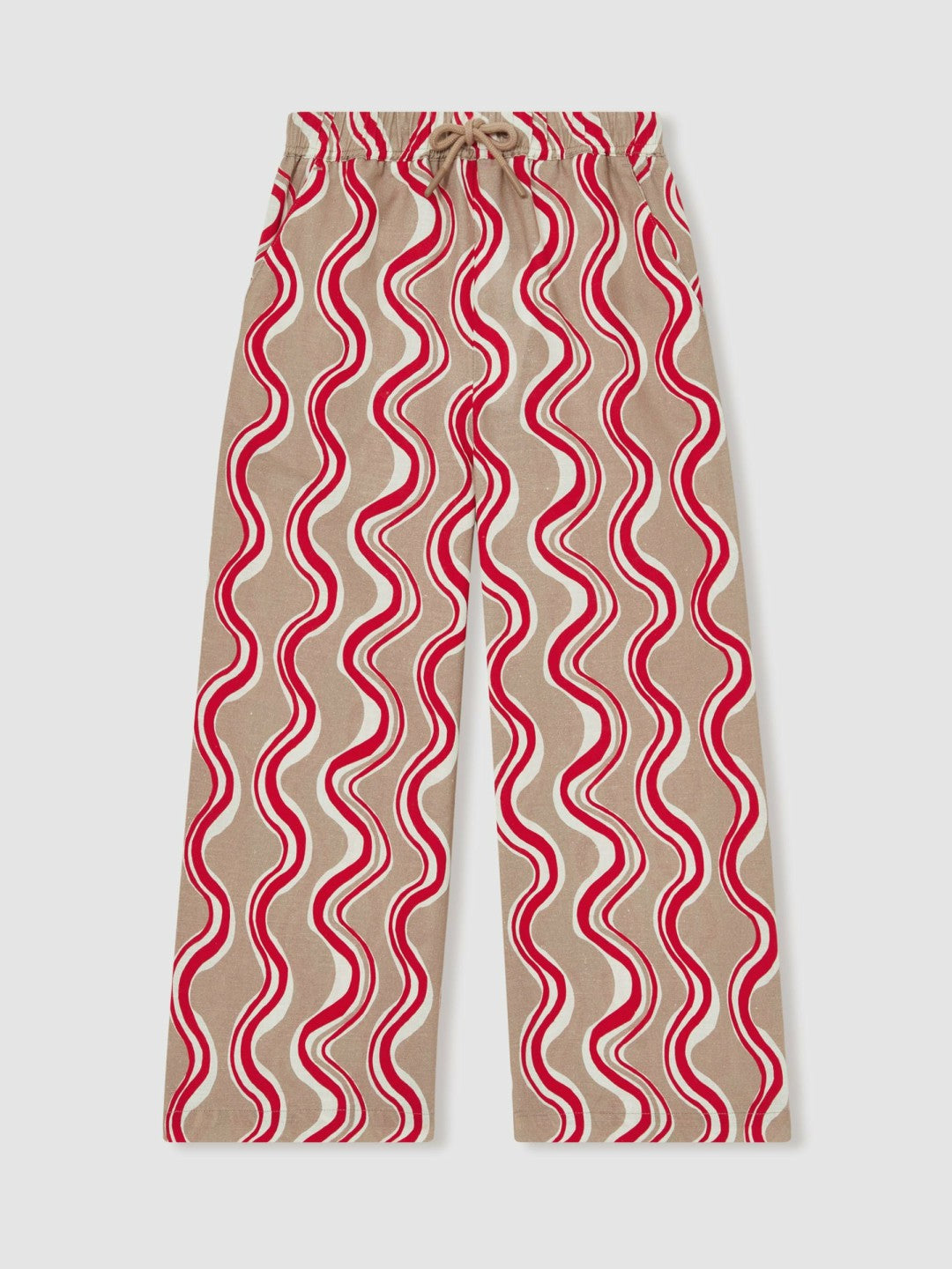 Cotton Linen Printed Trousers in Red | Reiss Children & Baby Trending