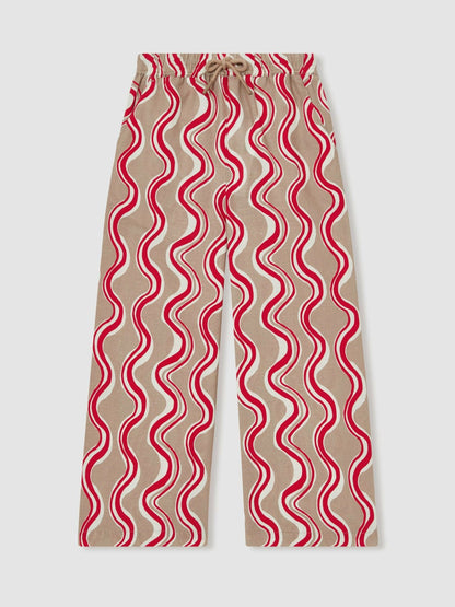 Cotton Linen Printed Trousers in Red | Reiss Children & Baby Trending