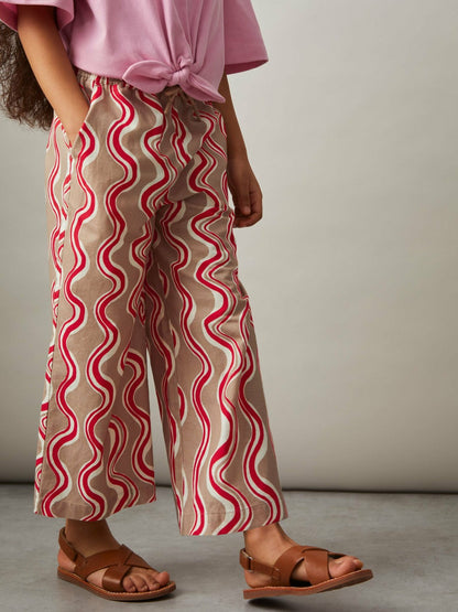 Cotton Linen Printed Trousers in Red | Reiss Children & Baby Trending