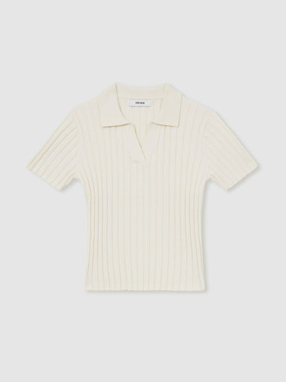 4-9 yrs Rib-Knit Polo Top in Ivory | Reiss Children & Baby Popular