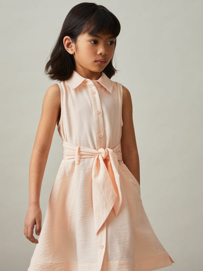 9-13 yrs Tie-Waist Collared Dress in Pink | Reiss Children & Baby Featured