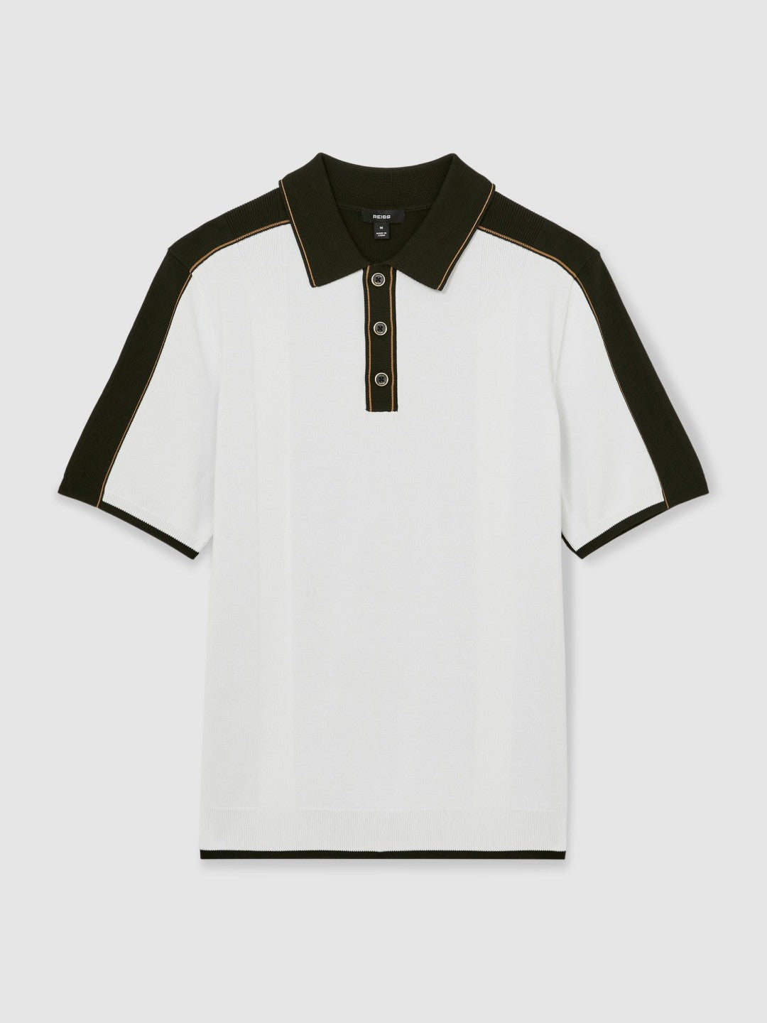 Colour-Block Knit Polo Shirt in Optic White/Green | Reiss Men New