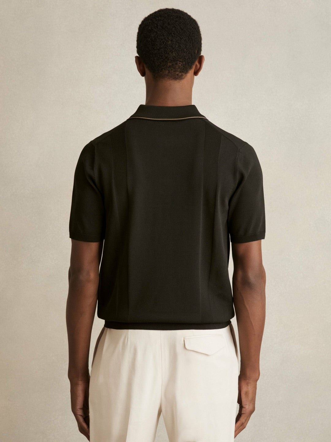 Colour-Block Knit Polo Shirt in Optic White/Green | Reiss Men New