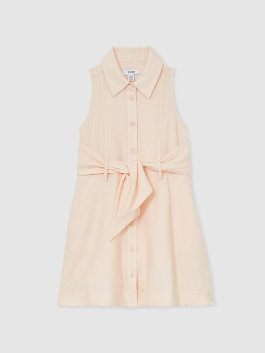 13-14 yrs Tie-Waist Collared Dress in Pink | Reiss Children & Baby New