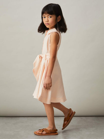 13-14 yrs Tie-Waist Collared Dress in Pink | Reiss Children & Baby New