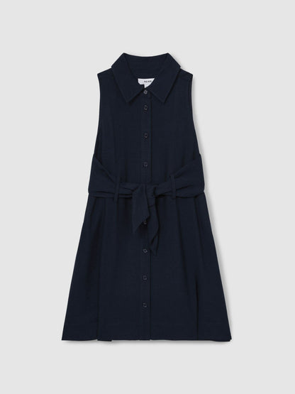 9-13 yrs Tie-Waist Collared Dress in Blue | Reiss Children & Baby Signature