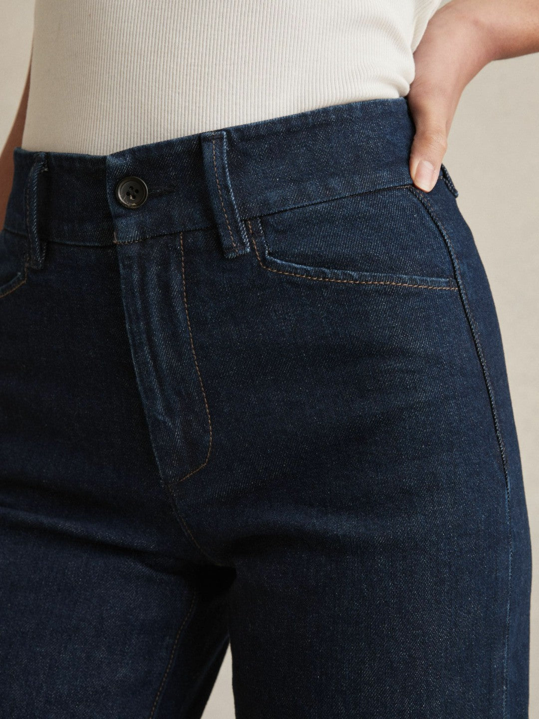 Paige Petite Wide-Leg Jeans in Dark Edinburgh Blue | Reiss Women Best Seller