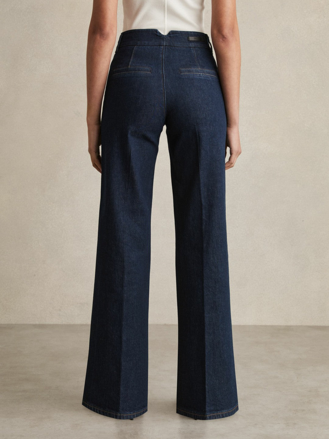 Paige Petite Wide-Leg Jeans in Dark Edinburgh Blue | Reiss Women Best Seller