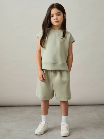 4-9 yrs Modal-Blend Sweatshirt And Shorts Set in Sage | Reiss Children & Baby Best Seller