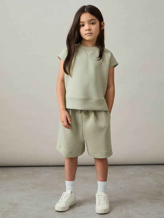 4-9 yrs Modal-Blend Sweatshirt And Shorts Set in Sage | Reiss Children & Baby Best Seller