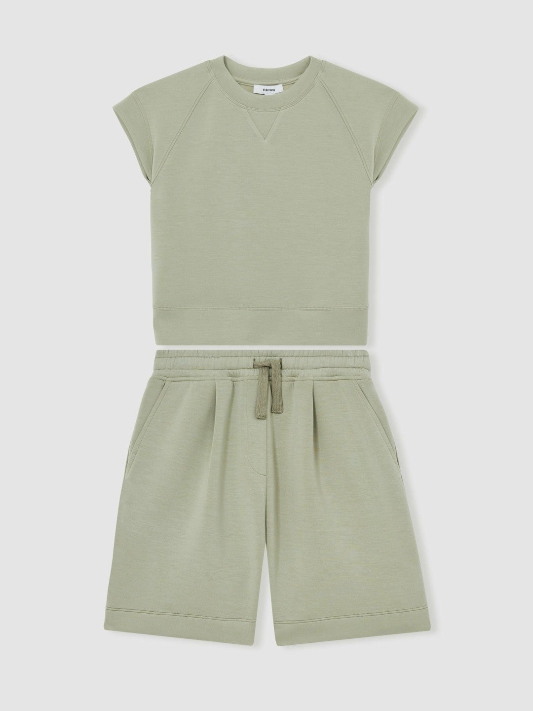 4-9 yrs Modal-Blend Sweatshirt And Shorts Set in Sage | Reiss Children & Baby Best Seller