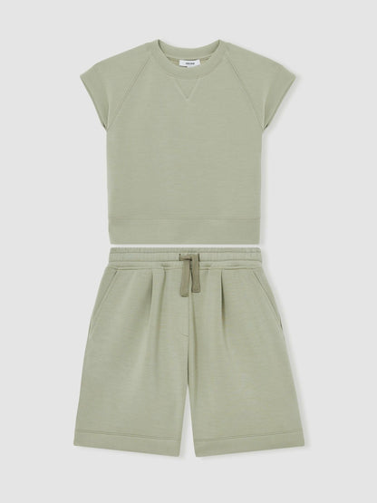 4-9 yrs Modal-Blend Sweatshirt And Shorts Set in Sage | Reiss Children & Baby Best Seller