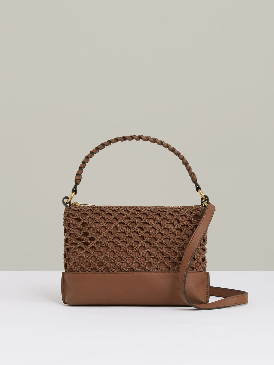 Weave Cross-Body Bag in Tan | Reiss Women Signature
