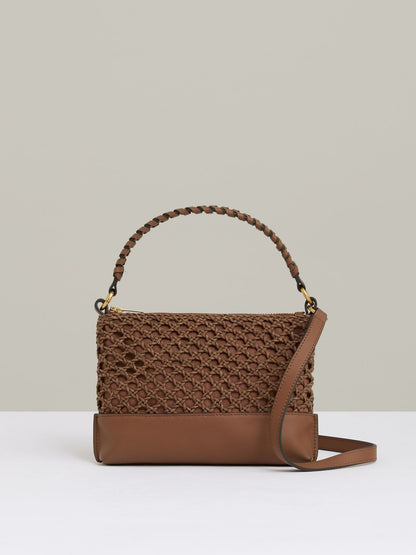 Weave Cross-Body Bag in Tan | Reiss Women Signature
