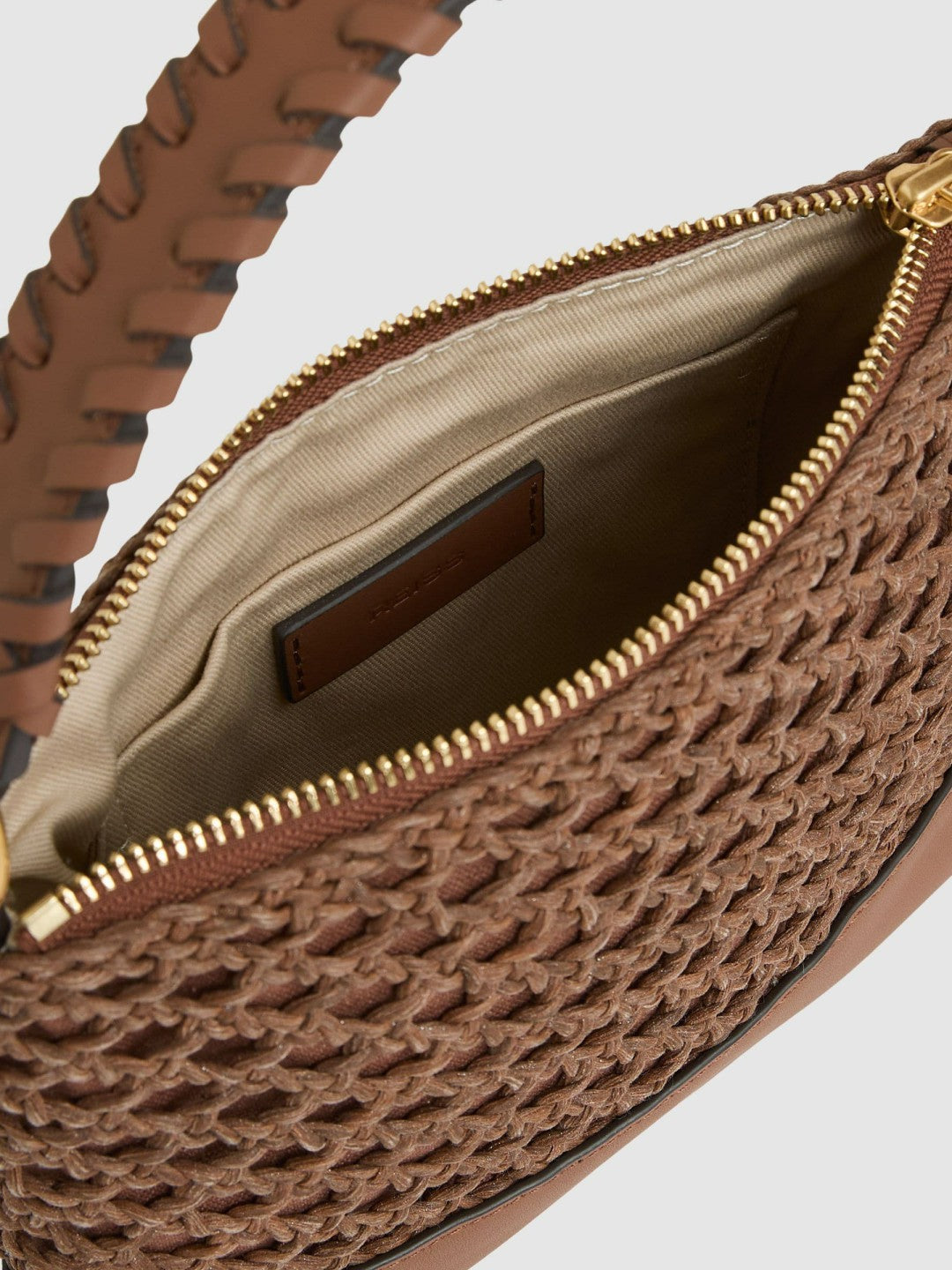 Weave Cross-Body Bag in Tan | Reiss Women Signature