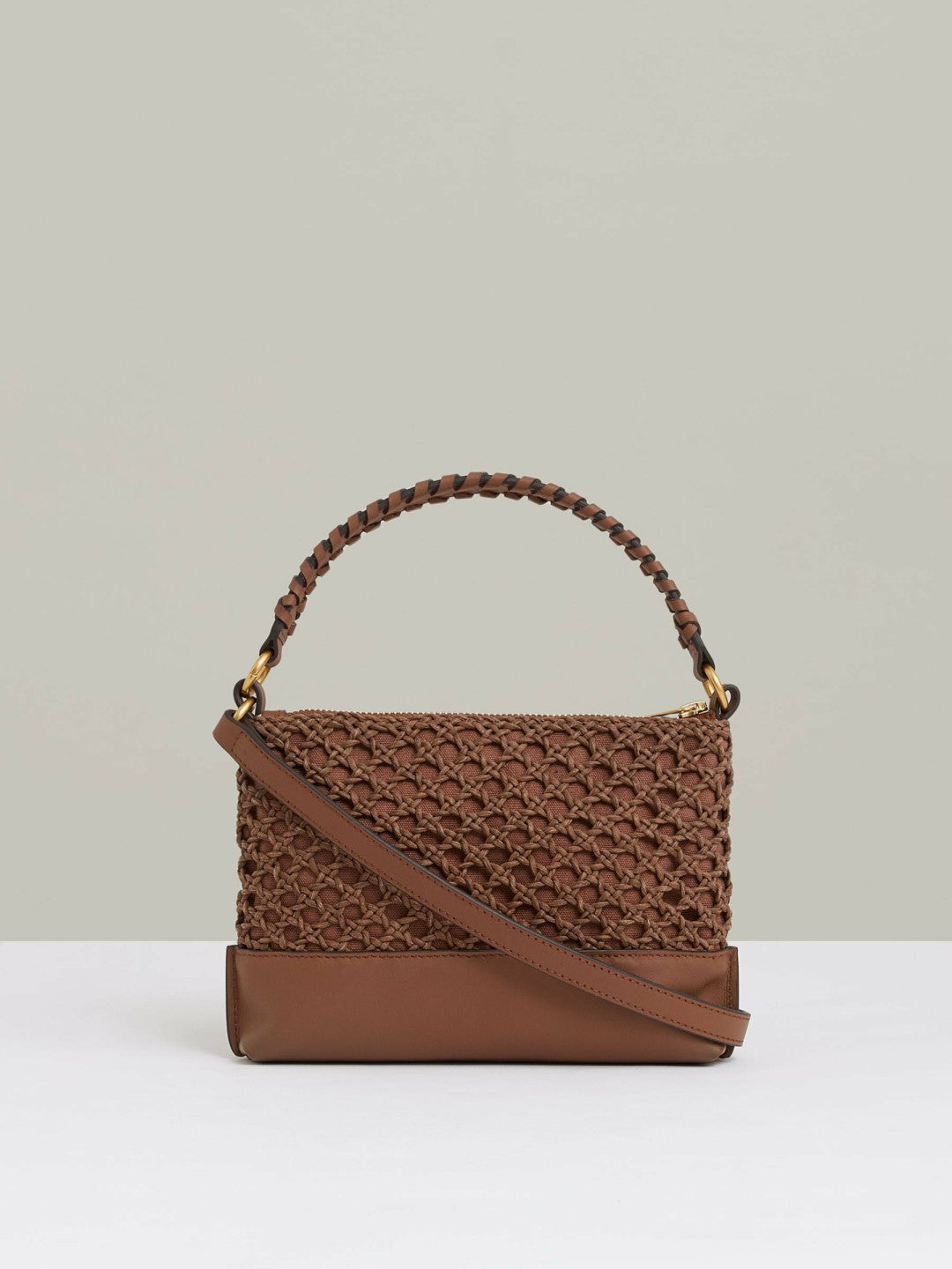 Weave Cross-Body Bag in Tan | Reiss Women Signature