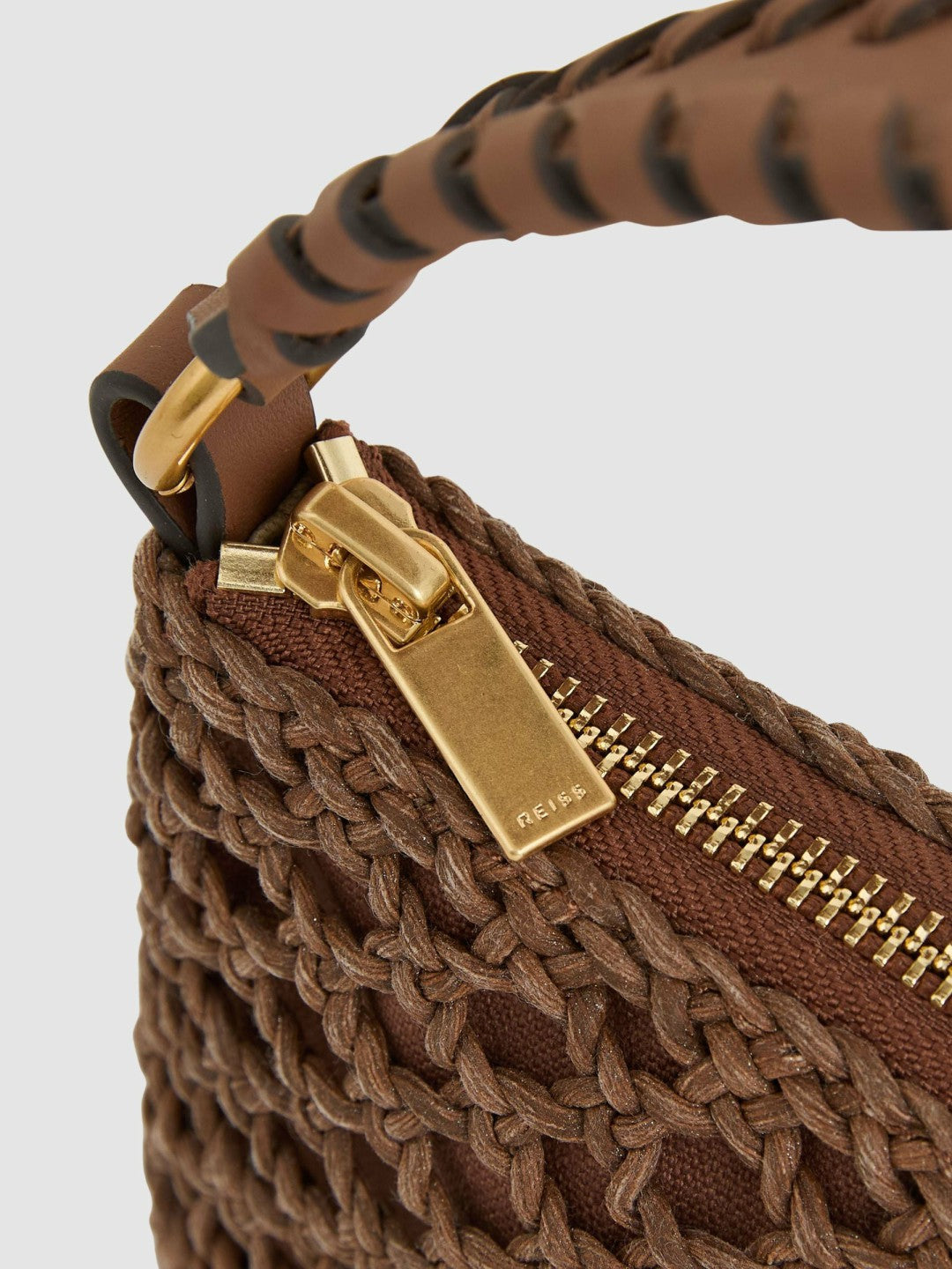 Weave Cross-Body Bag in Tan | Reiss Women Signature