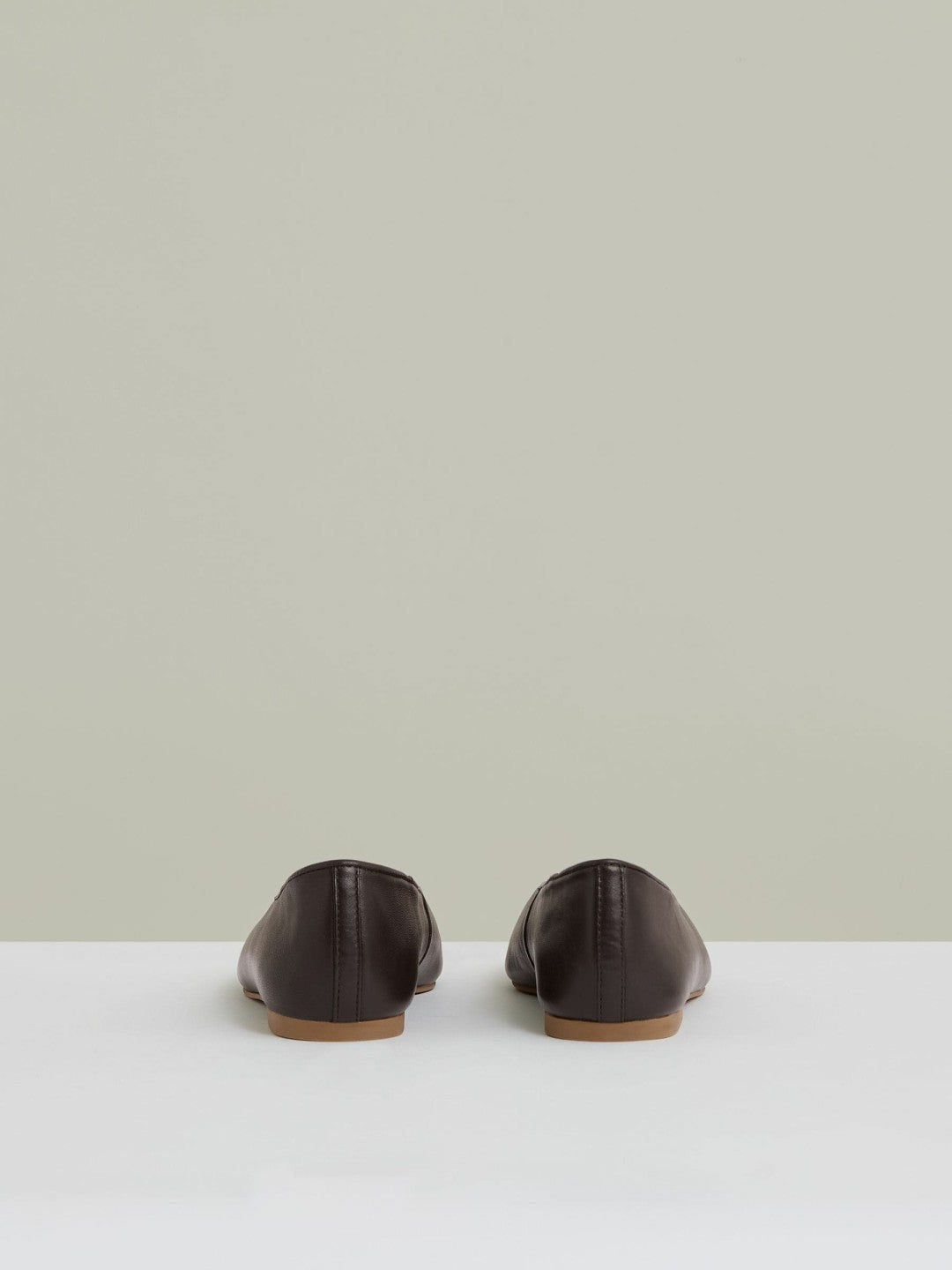 Leather Rounded-Point Toe Ballet Flats in Chocolate | Reiss Women Recommended