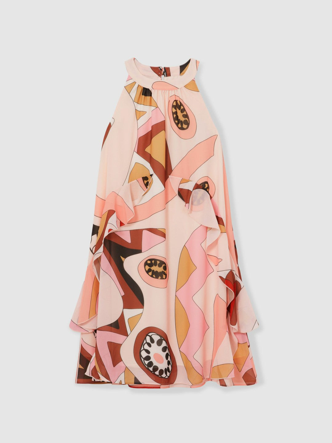 13-14 yrs Printed Ruffle-Trim Dress in Pink | Reiss Children & Baby Popular
